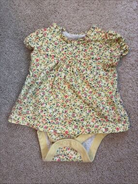 GAP Yellow Floral Baby Bodysuit Dress